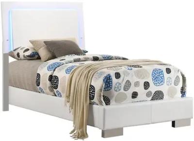 Coaster Felicity Wood Twin Led Panel Bed White High Gloss