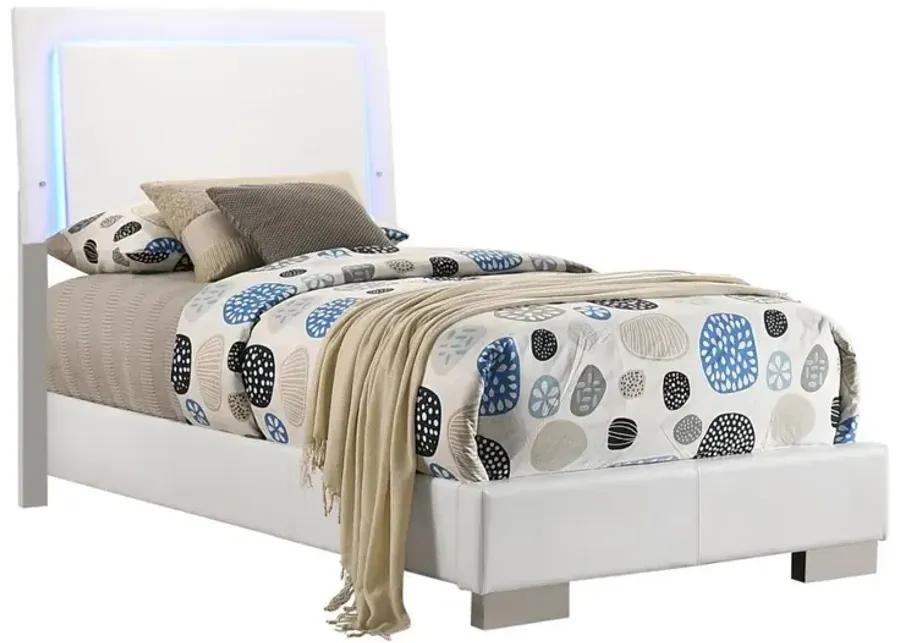 FELICITY LIGHTED TWIN BED GLOSSY WHITE