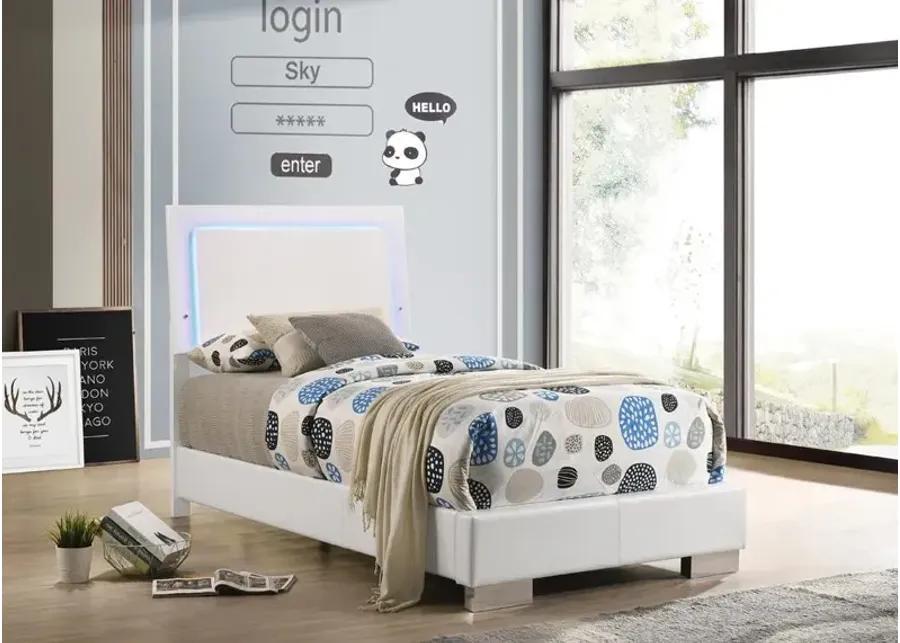 FELICITY LIGHTED TWIN BED GLOSSY WHITE