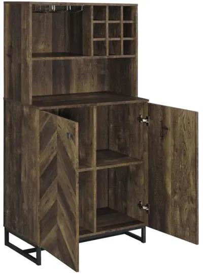 Mendoza 2-Door Home Bar Cabinet Wine Storage Rustic Oak