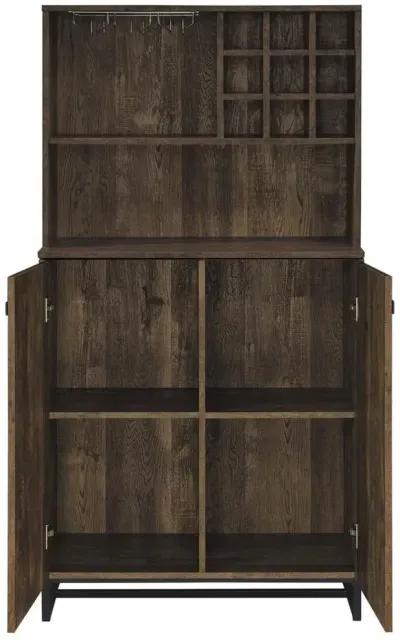 Mendoza 2-Door Home Bar Cabinet Wine Storage Rustic Oak