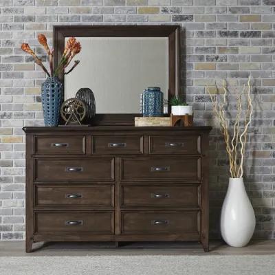 Liberty Furniture Saddlebrook Tobacco Dresser & Mirror Set