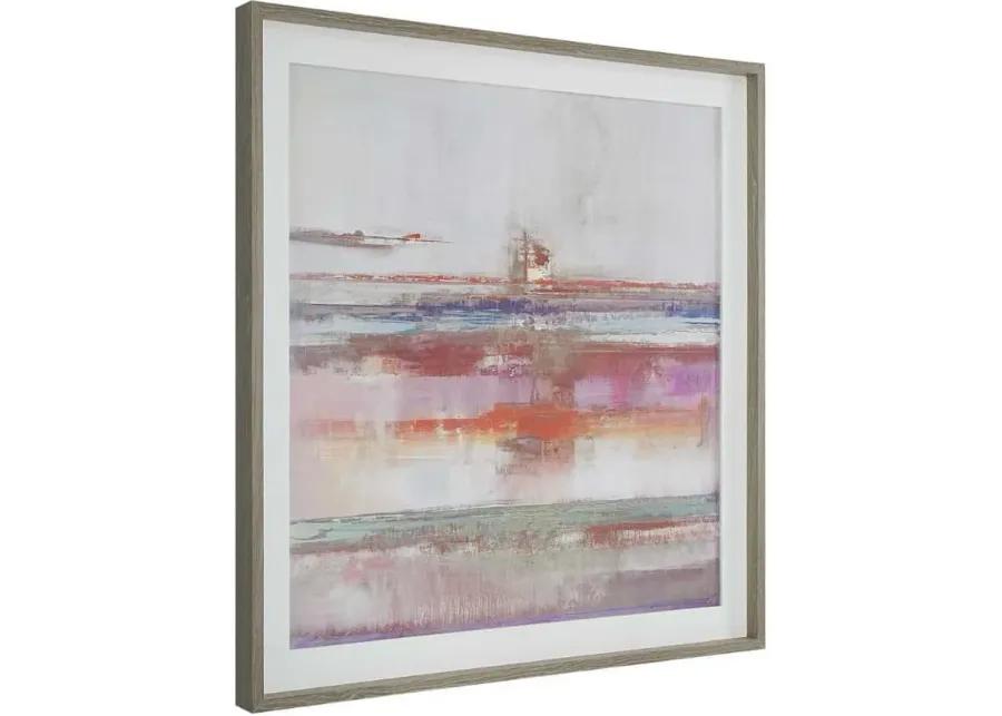 TORRENT DARK BLUE/ORANGE/PINK/RED/WHITE ABSTRACT ART FRAMED PRINT