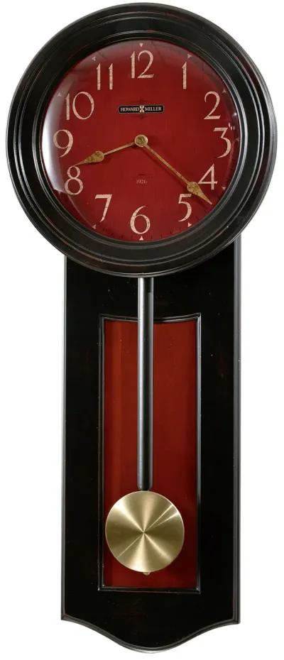 Alexi Black & Red Wall Clock with Brass Finish