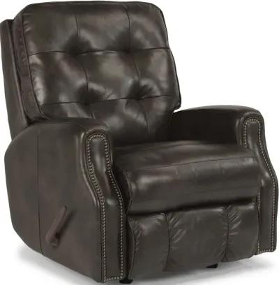 DEVON BLACK LEATHER MANUAL RECLINER WITH NAILHEAD TRIM