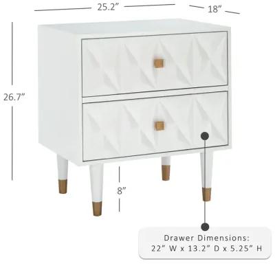 Linon 2-Drawer Geo Texture Nightstand White