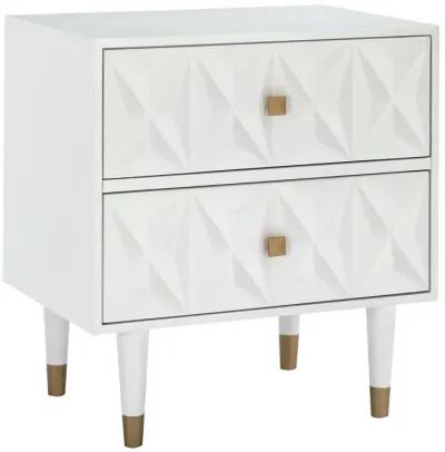 Linon 2-Drawer Geo Texture Nightstand White