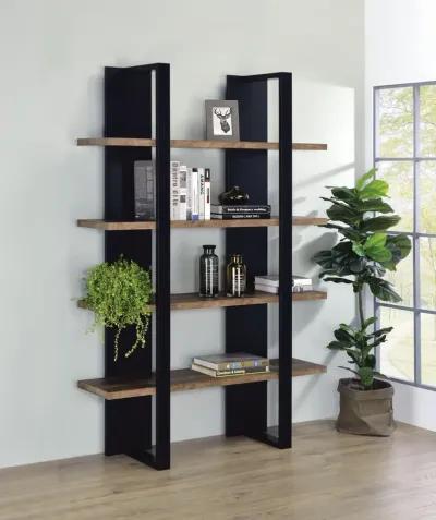 BOOKCASE BLACK/AGED WALNUT BLACK