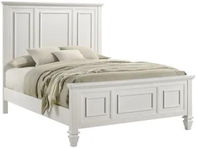 Sandy Beach Wood Queen Panel Bed Cream White