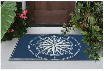 Trans Ocean Frontporch Compass Navy Doormat