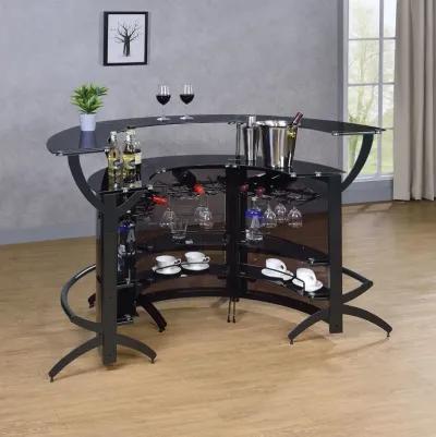 Coaster Dallas 3-Piece Curved Freestanding Home Bar Cabinet Black