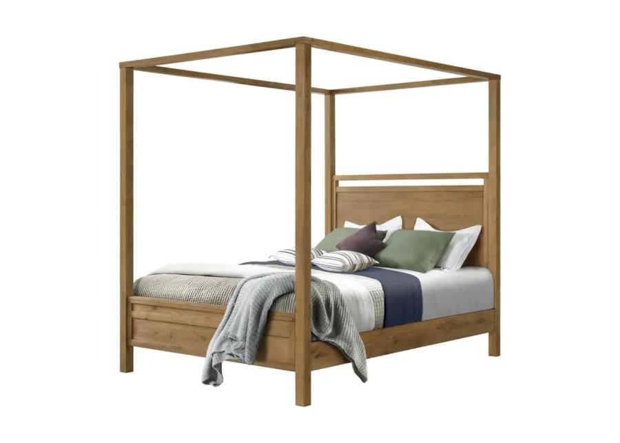 BOHO CALIFORNIA KING CANOPY BED IN PRAIRIE OAK