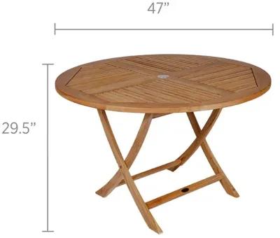 Royal Teak Round Large Sailor Outdoor Folding Dining Table