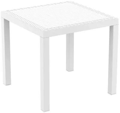 Compamia 31 Inch Orlando Resin Wickerlook Square Outdoor Dining Table White