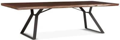 LONDON LOFT 106-INCH ACACIA WOOD LIVE EDGE DINING TABLE IN WALNUT FINISH