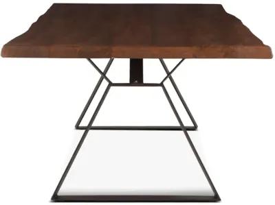 LONDON LOFT 106-INCH ACACIA WOOD LIVE EDGE DINING TABLE IN WALNUT FINISH