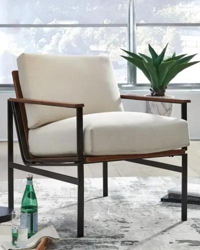 Ashley Tilden Ivory/Brown Accent Armchair