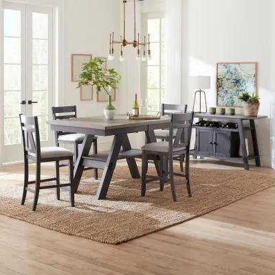 Liberty Furniture Lawson 5-Piece Slate/Weathered Gray Gathering Casual Dining Table Set