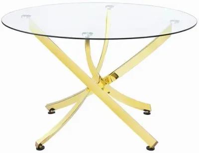 Beckham Round 46 Inch Glass Top Dining Table Brass