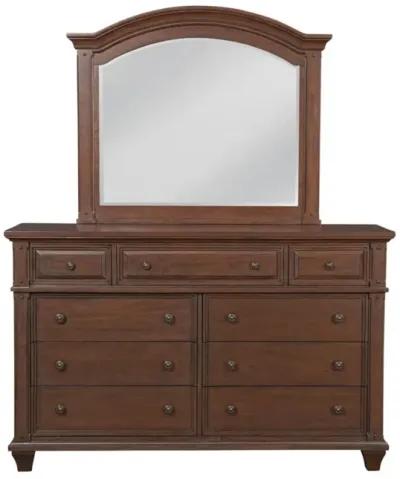 American Woodcrafters Complete Queen Bedroom Set Panel Bed, Dresser, Mirror & Nightstand Cinnamon Cherry Sedona