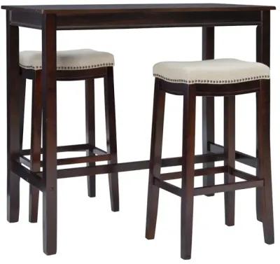 Linon Claridge 3-Piece Walnut/Linen Bar Stools & Table Set