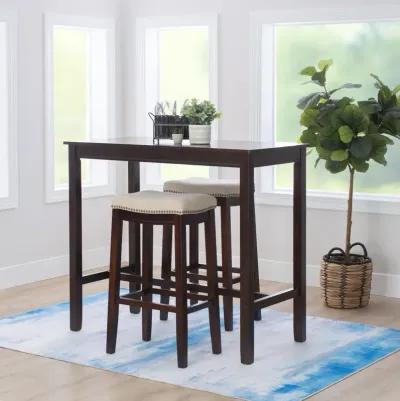 Linon Claridge 3-Piece Walnut/Linen Bar Stools & Table Set