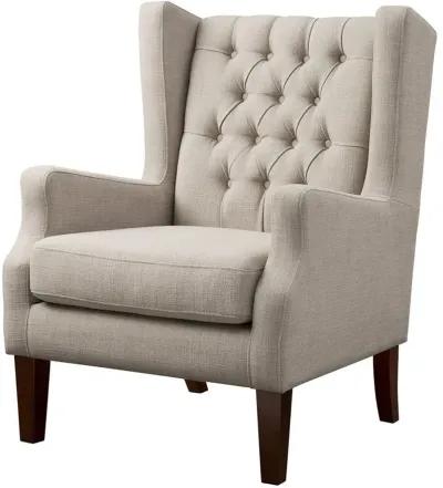 Olliix Madison Park Linen Maxwell Button Tufted Wing Chair