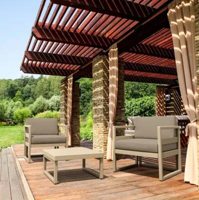 Compamia Mykonos Club Outdoor Patio Seating Set 3-Piece Taupe with Sunbrella Taupe Cushion