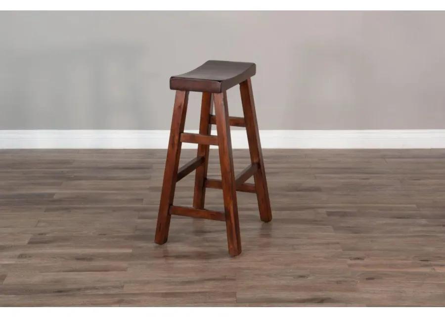 SANTA FE DARK CHOCOLATE 30 INCH SADDLE SEAT STOOL WOOD SEAT