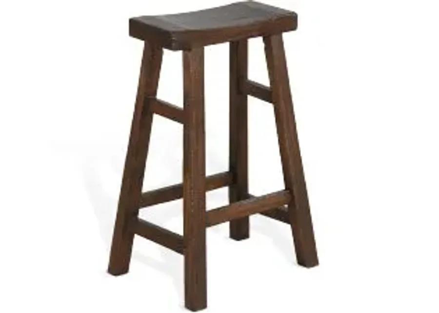 SANTA FE DARK CHOCOLATE 30 INCH SADDLE SEAT STOOL WOOD SEAT