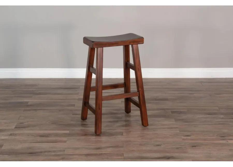 SANTA FE DARK CHOCOLATE 30 INCH SADDLE SEAT STOOL WOOD SEAT