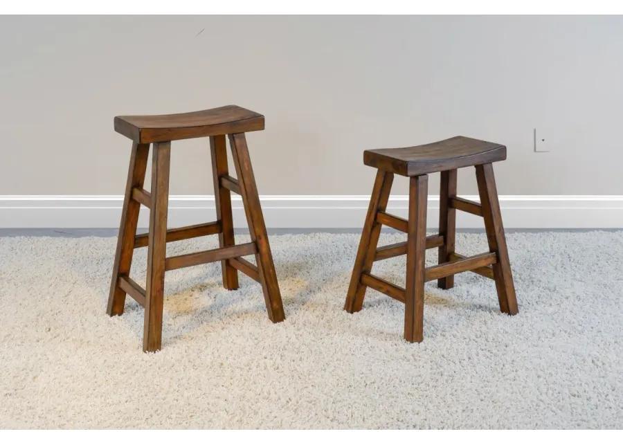 SANTA FE DARK CHOCOLATE 30 INCH SADDLE SEAT STOOL WOOD SEAT