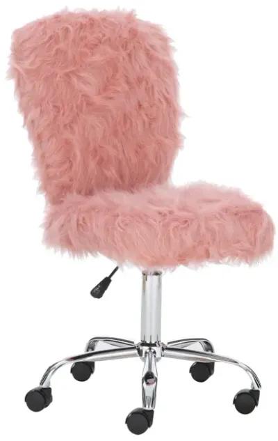 Linon Faux Flokati Armless Blush Desk Chair