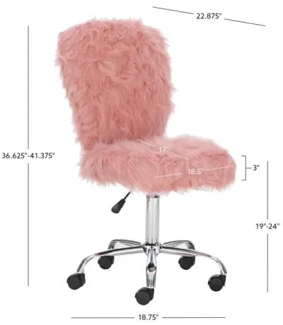 Linon Faux Flokati Armless Blush Desk Chair