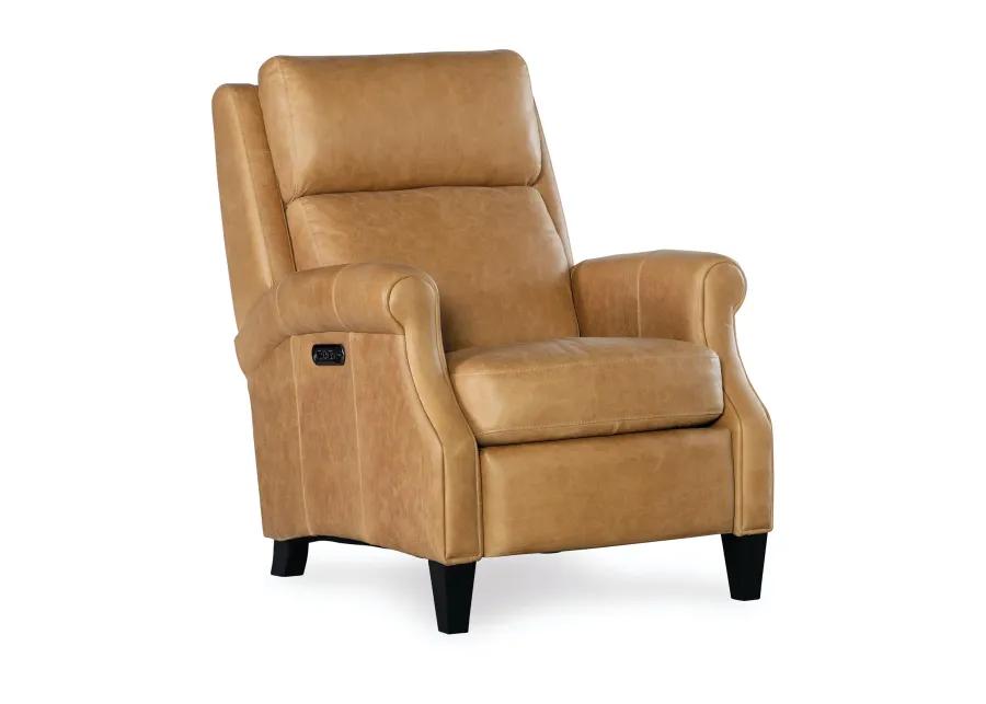 HURLEY SADDLEBAG COIN POWER LEATHER RECLINER CHAIR WITH POWER HEADREST