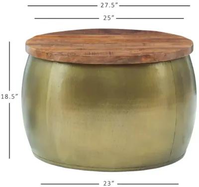 Powell Royce Large Brass Gold Drum with Storage