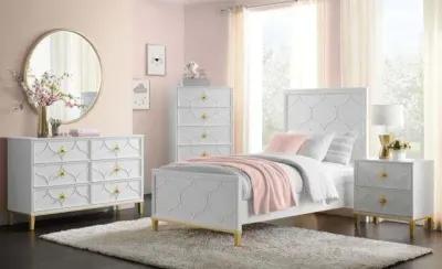 KIDS/TEENS EMMA 2- DRAWER NIGHTSTAND IN WHITE & GOLD