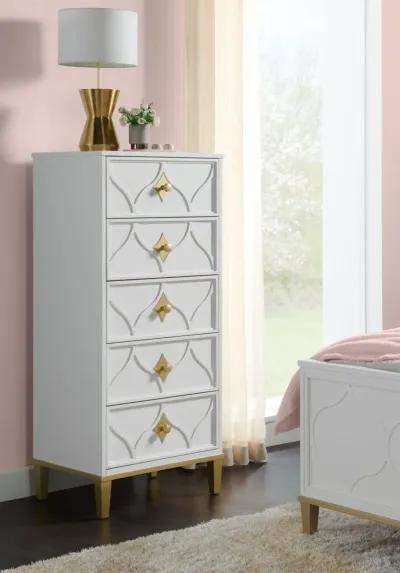 KIDS/TEENS EMMA 2- DRAWER NIGHTSTAND IN WHITE & GOLD