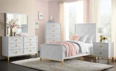 KIDS/TEENS EMMA 2- DRAWER NIGHTSTAND IN WHITE & GOLD