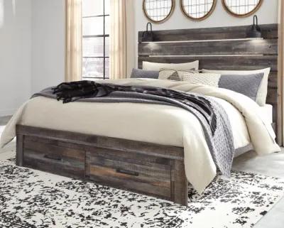 Ashley Drystan Brown King Panel Bed with Footboard Storage