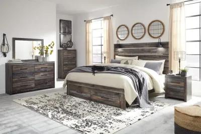 Ashley Drystan Brown King Panel Bed with Footboard Storage