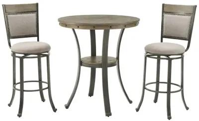 Franklin 3-Piece Pewter Bar Stools & Table Set