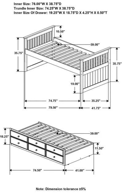 Rochford 3-Drawer Twin Bed With Captains Trundle Black