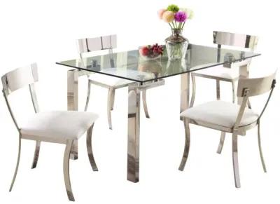 Chintaly 5-Piece Cristina Contemporary Dining Set with Glass Table & Upholstered Chairs