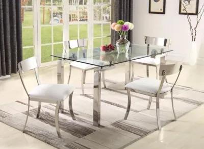 Chintaly 5-Piece Cristina Contemporary Dining Set with Glass Table & Upholstered Chairs