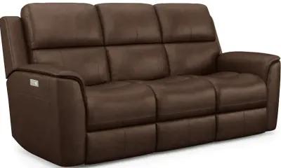 Flexsteel Henry Burnt Umber Zero Gravity Leather Triple Power Reclining Sofa