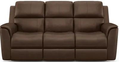 Flexsteel Henry Burnt Umber Zero Gravity Leather Triple Power Reclining Sofa