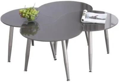 GREY CONTEMPORARY SHAPED-TOP GLASS COCKTAIL TABLE