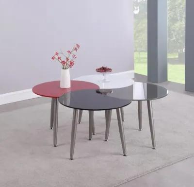 GREY CONTEMPORARY SHAPED-TOP GLASS COCKTAIL TABLE