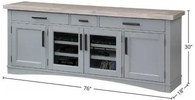 Parker House Americana Modern Collection 76 Inch Dove Weathered Natural Top Media Entertainment TV Stand